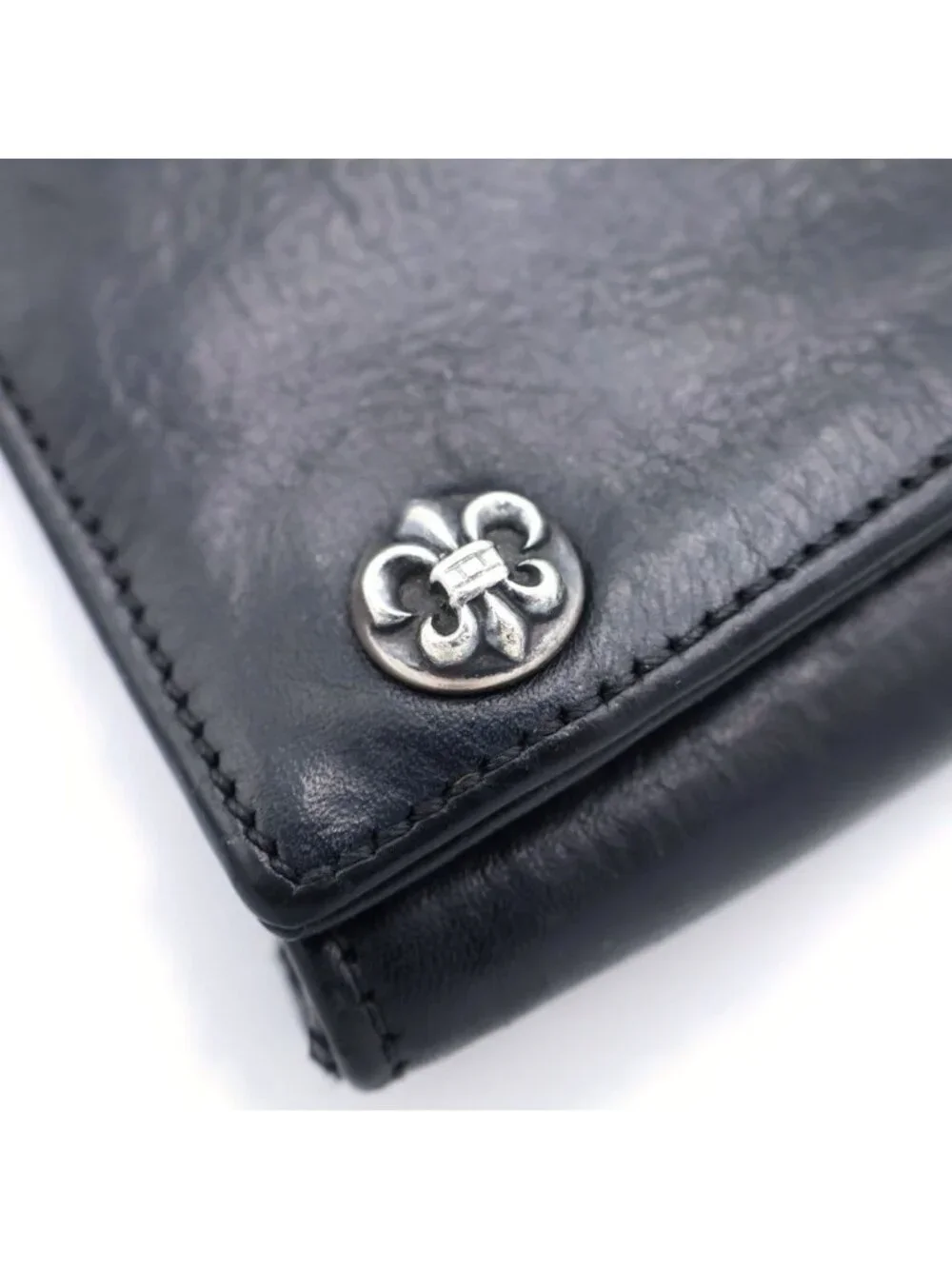 Chrome Hearts BS Flare Button Leather Wallet Black